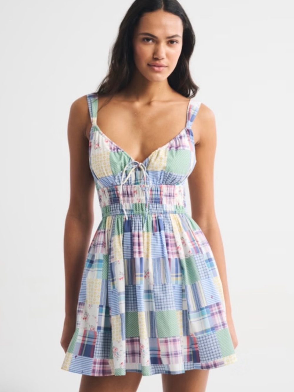 Abercrombie & Fitch - Patchwork Bra-Free Smocked Tie-Front Skort